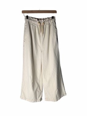 Women’s Cream Ankle Crop Drawstring Jeans